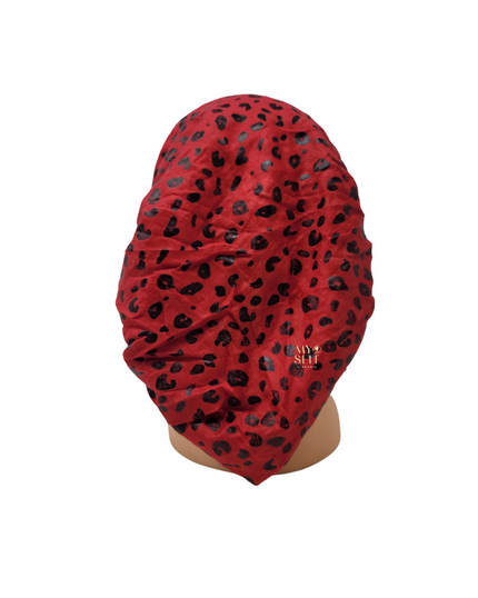 SG PR-18BKR Black/Ruby Foil Leopard Adjustable Pre-Tied Bandanna myselflingerie.com