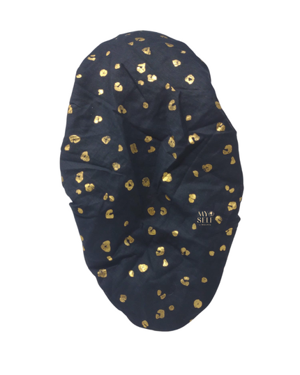 SG PR07-BK Black Gold Foil Adjustable Pre-Tied Bandanna myselflingerie.com