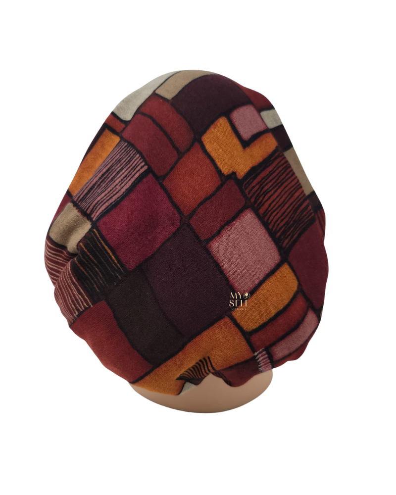 Triple Up BUL638 Multi Color Brick Design Lined Pre-Tied Bandanna myselflingerie.com