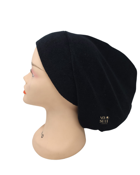 Triple Up Black Terry #600 Sleeping Snood myselflingerie.com