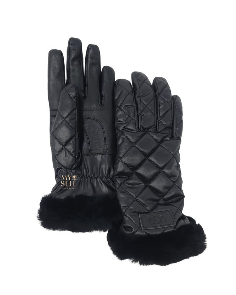 UGG 18825 Black Quilted Performance Gloves myselflingerie.com