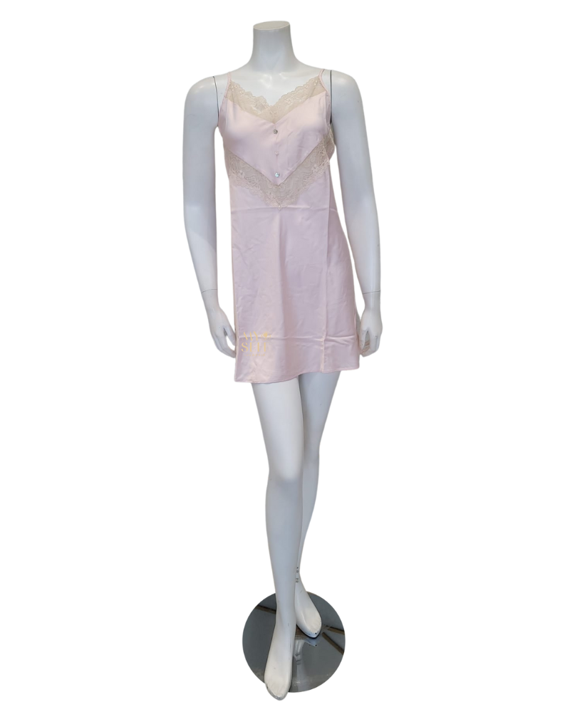 Flora Nikrooz Q81345 + Q81346 Light Pink Desirae Chemise & Wrap Set myselflingerie.com