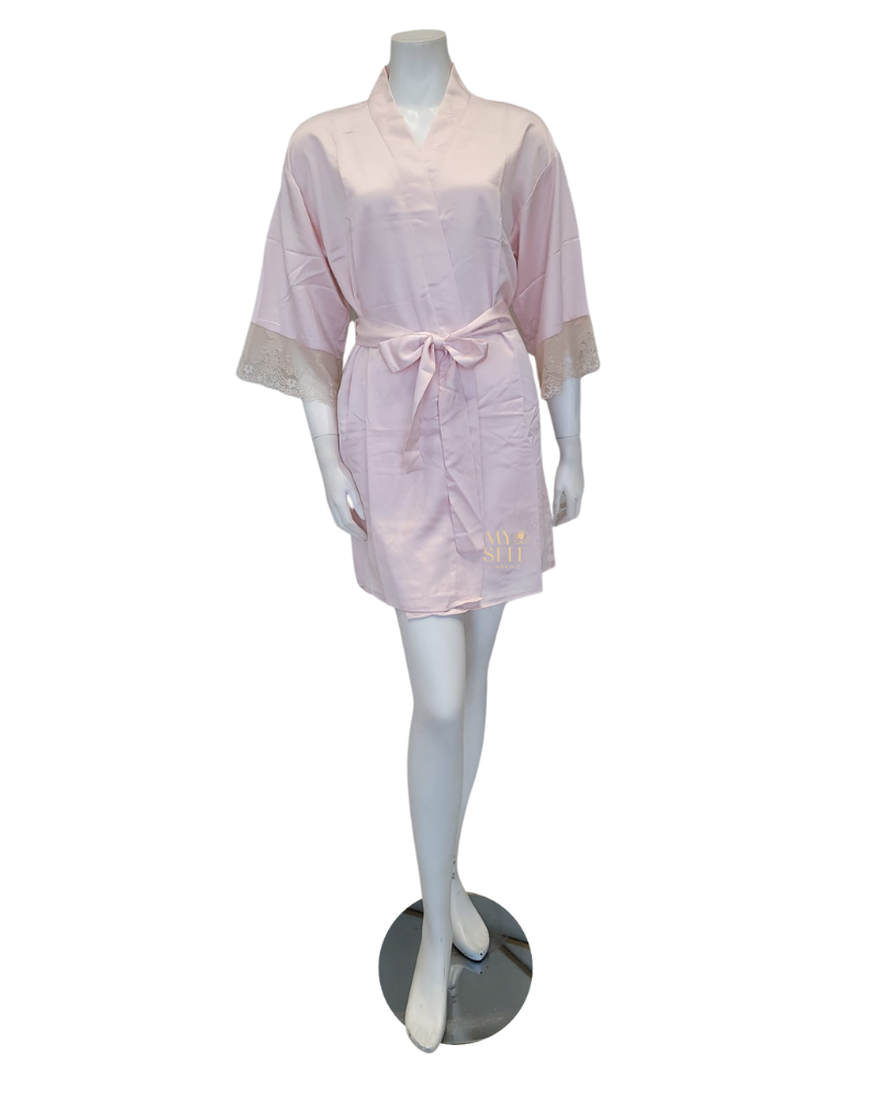 Flora Nikrooz Q81345 + Q81346 Light Pink Desirae Chemise & Wrap Set myselflingerie.com