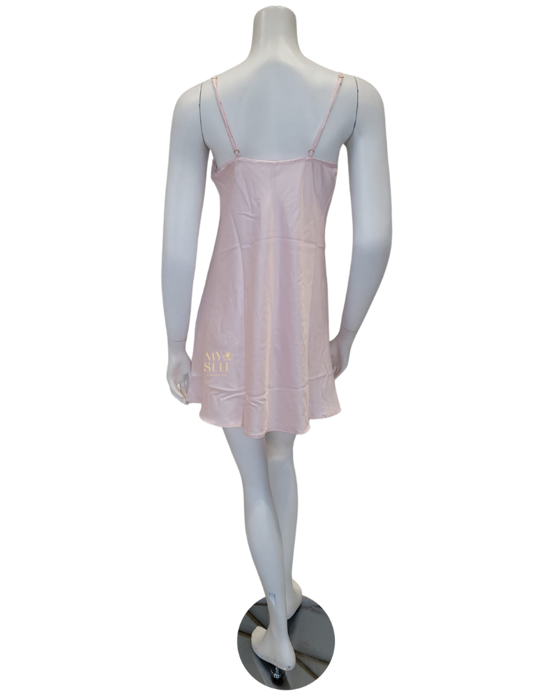 Flora Nikrooz Q81345 + Q81346 Light Pink Desirae Chemise & Wrap Set myselflingerie.com
