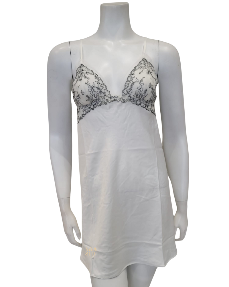 Flora Nikrooz Q81370 + Q81371 Ivory Angelique Chemise & Wrap Set myselflingerie.com