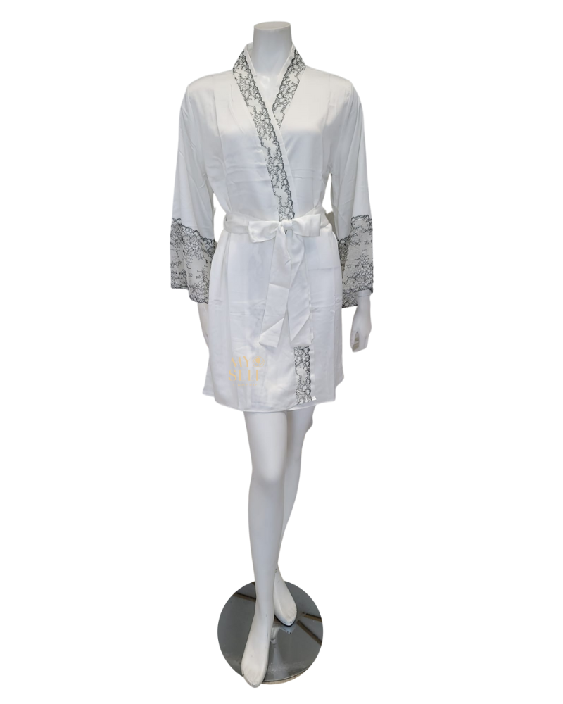 Flora Nikrooz Q81370 + Q81371 Ivory Angelique Chemise & Wrap Set myselflingerie.com