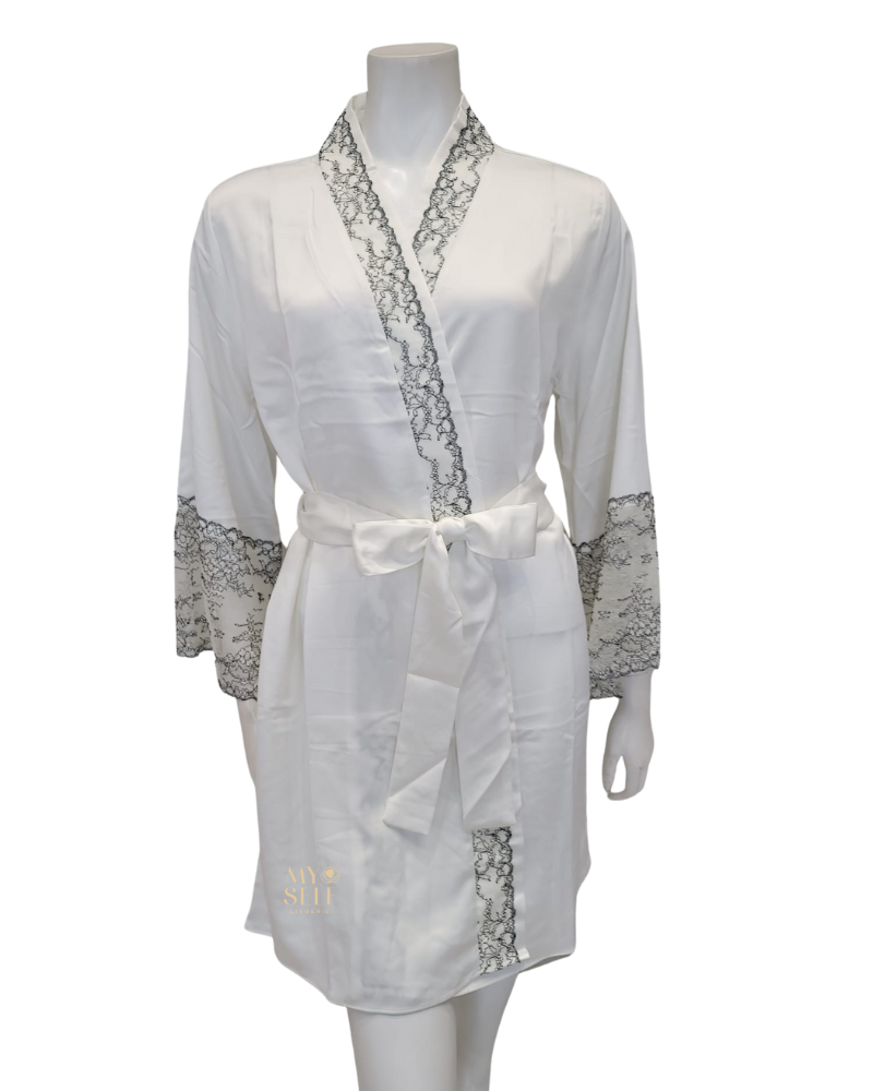Flora Nikrooz Q81370 + Q81371 Ivory Angelique Chemise & Wrap Set myselflingerie.com