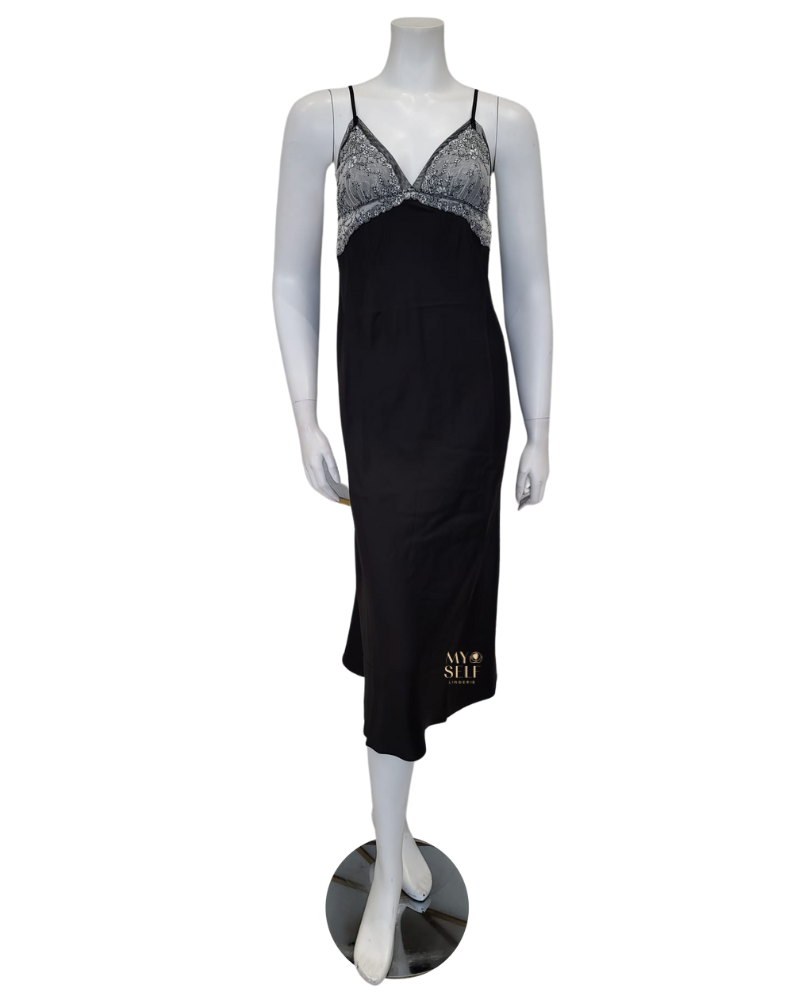 Flora Nikrooz Q81149 + Q81148 Black Angelique Gown & Robe Set myselflingerie.com