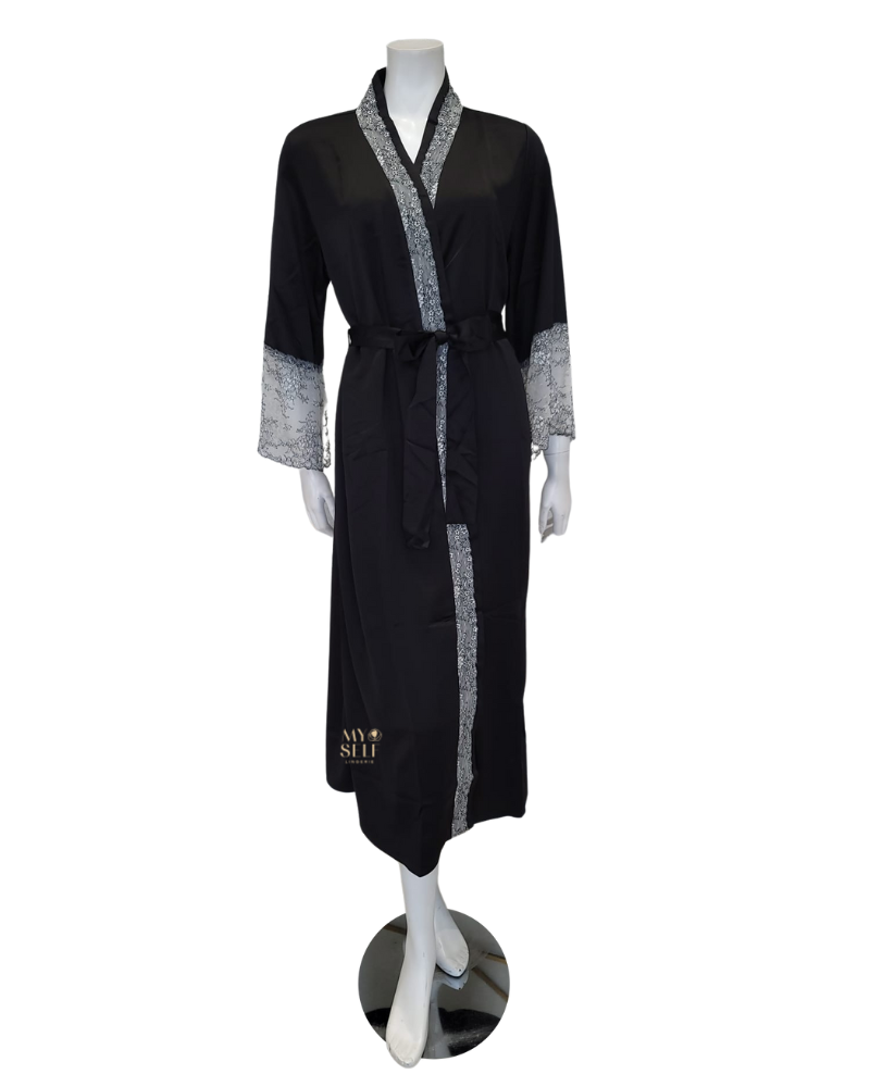 Flora Nikrooz Q81149 + Q81148 Black Angelique Gown & Robe Set myselflingerie.com