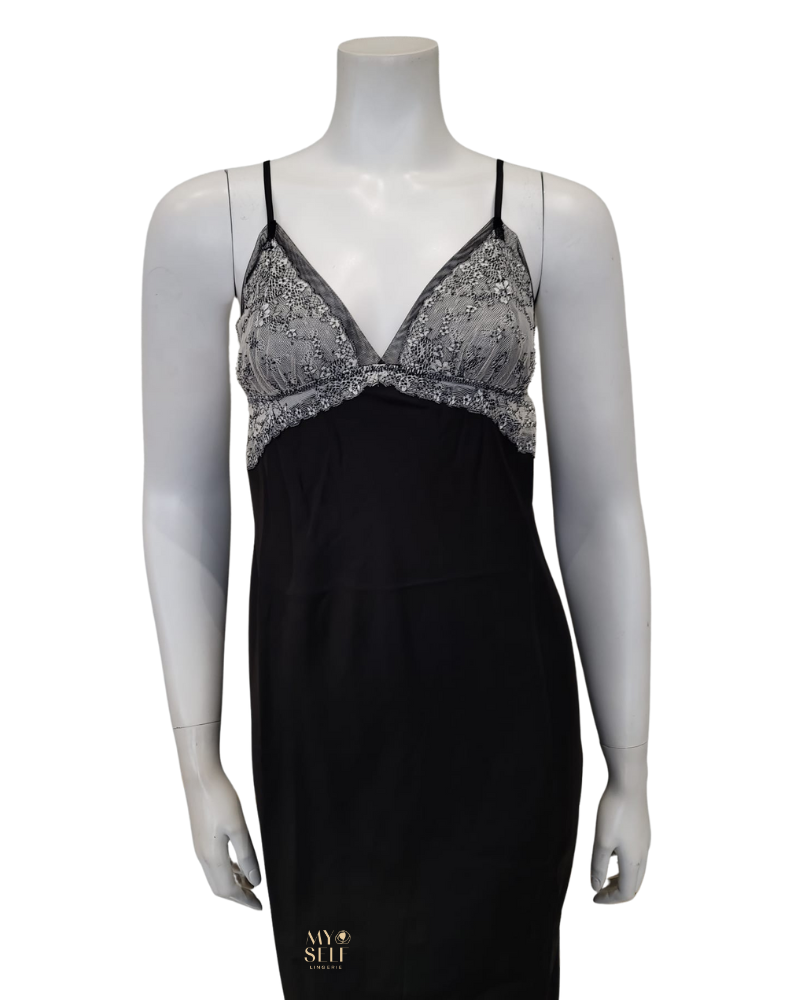 Flora Nikrooz Q81149 + Q81148 Black Angelique Gown & Robe Set myselflingerie.com