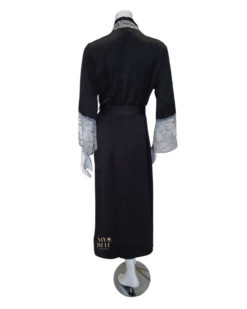 Flora Nikrooz Q81149 + Q81148 Black Angelique Gown & Robe Set myselflingerie.com