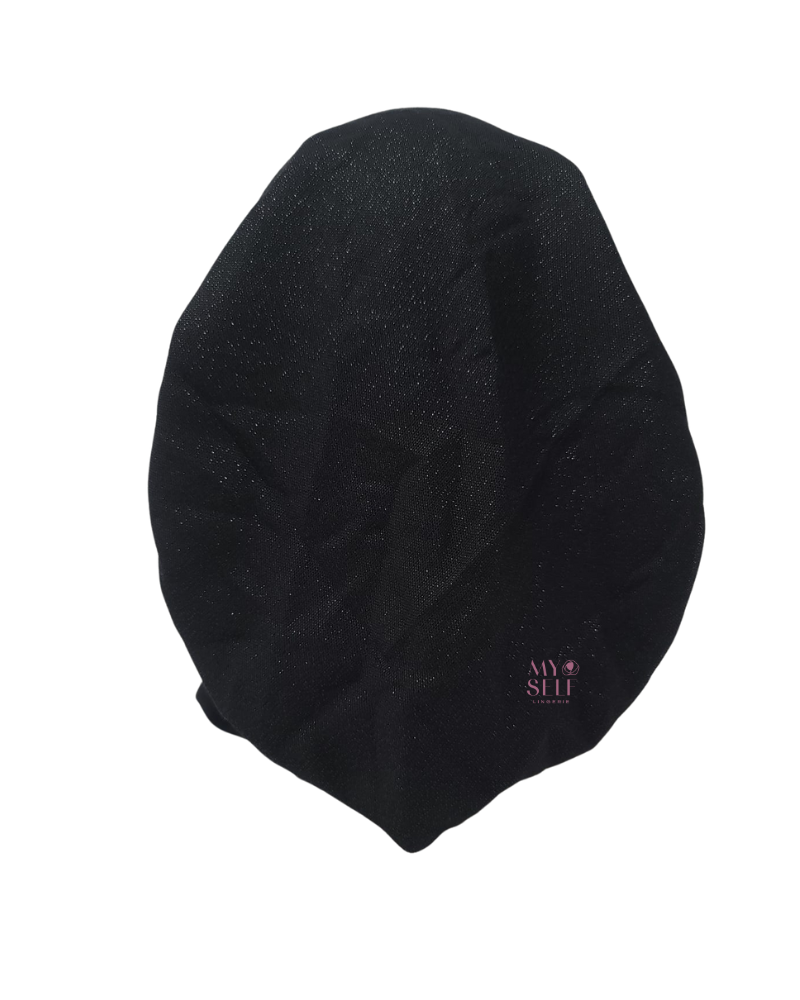 Lizi Headwear AVSHBL Solid Black Shimmer Pre-Tied Bandanna with Full Grip myselflingerie.com
