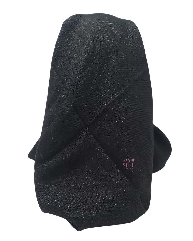 Lizi Headwear OBVSHBL Solid Black Shimmer Open Back Bandanna with Full Grip myselflingerie.com