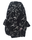 Lizi Headwear OBVLFBLWH Black/White Leaf Silhouette Open Back Bandanna with Full Grip myselflingerie.com