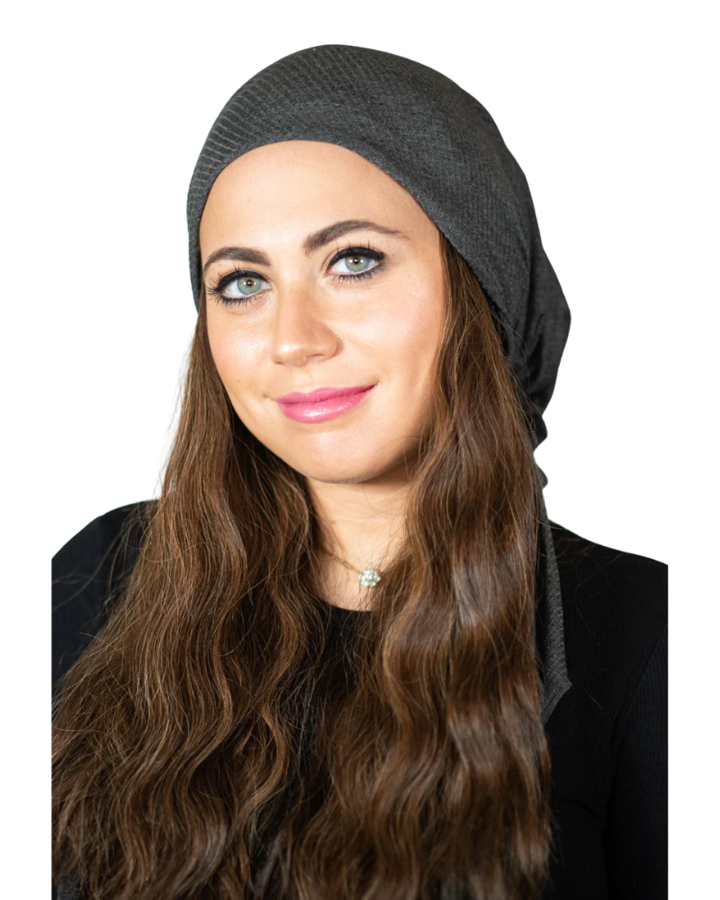 Tie Ur Knot Ribbed Charcoal Grey Adjustable Pre-Tied Bandanna with Full Non Slip Grip myselflingerie.com