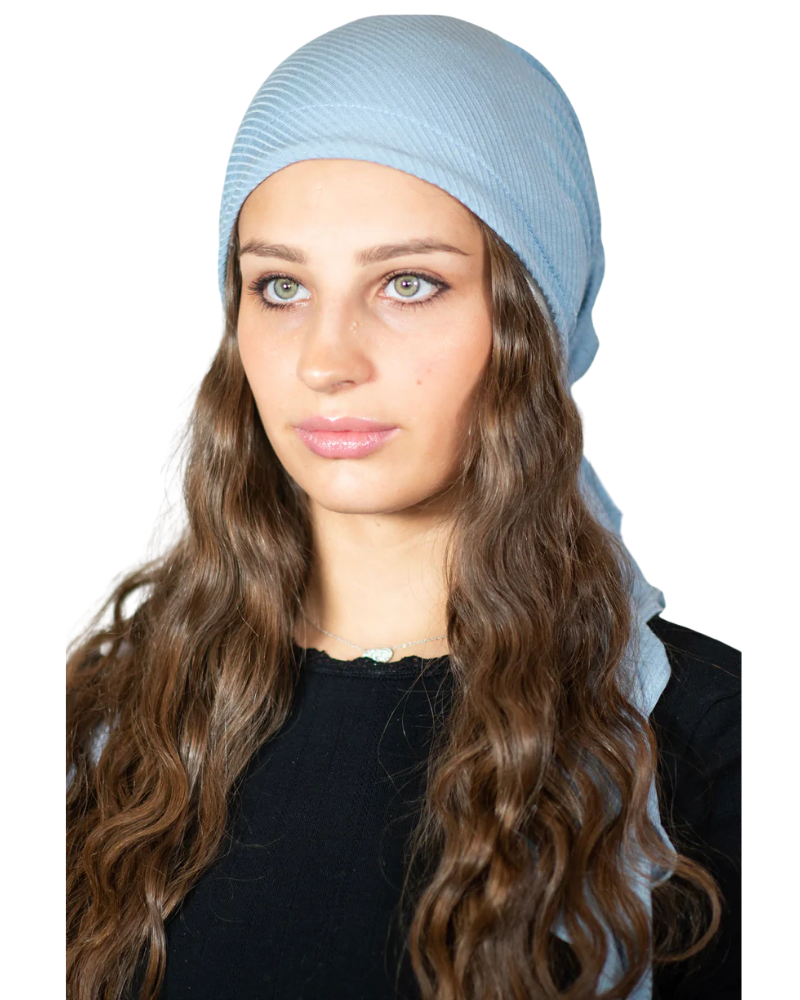 Tie Ur Knot Ribbed Blue Adjustable Pre-Tied Bandanna with Full Non Slip Grip myselfingerie.com