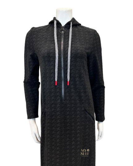 Simondona S6653 Black Textured Terry Robe with Zipper myselflingerie.com