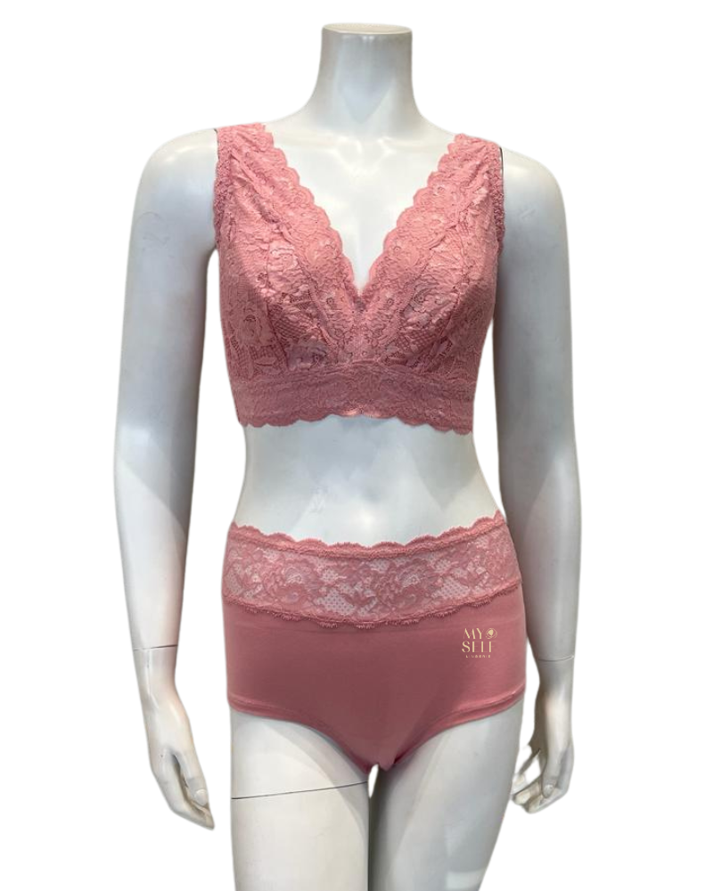 Cosabella NEVER1389 + 0743 Jaipur Pink Super Curvy Longline Bralette & Panty Set myselflingerie.com