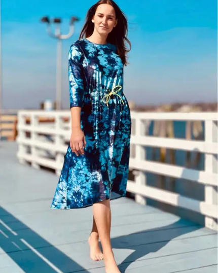 CVRGE Hannah Blue Tie Dye Hi Low Swim Dress myselflingerie.com