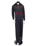 Laurel LN580A Black Gucci Inspired Button Down Nightgown & Hoodie MYSELFLINGERIE.COM