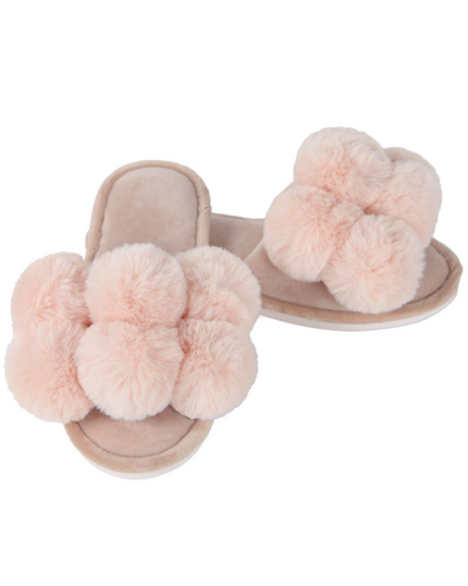 Memoi MZP05446 Luxe Pompom Plush Slippers myselflingerie.com