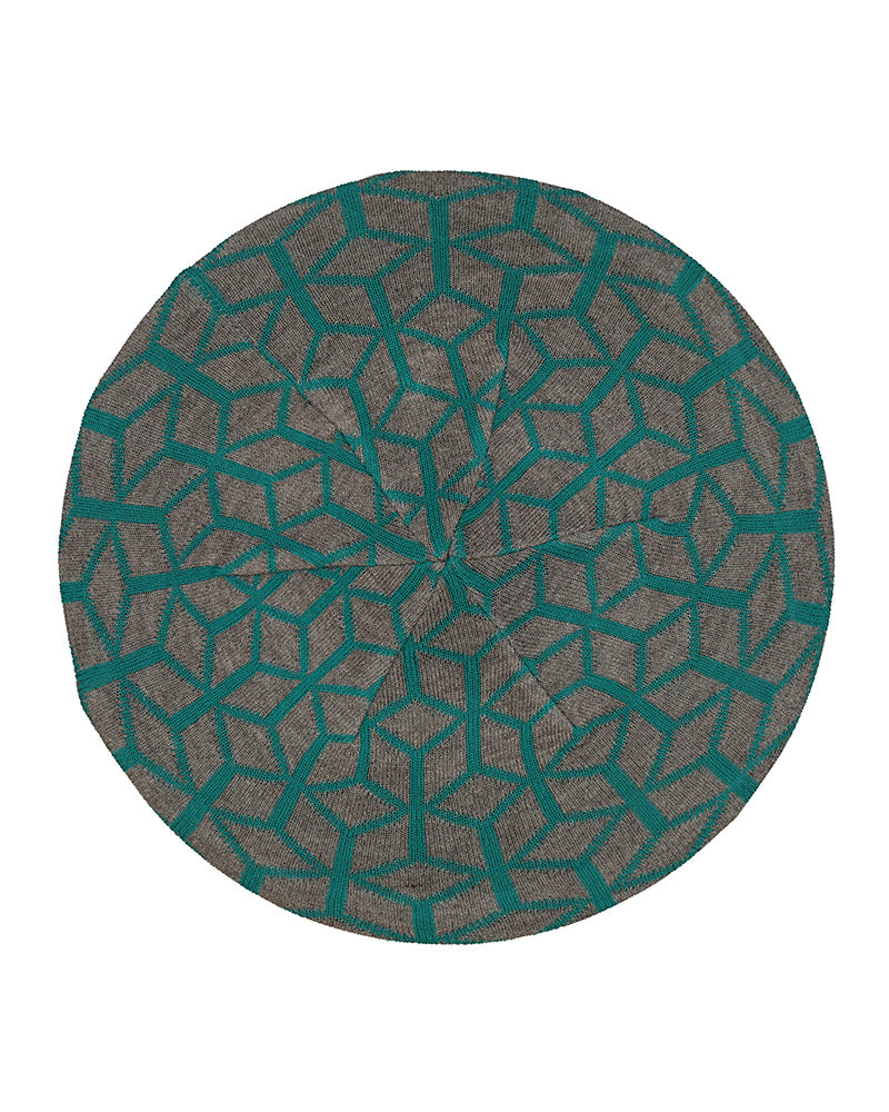 Lizi Headwear Mosaic Grey / Teal Knit Chenille myselflingerie.com