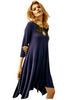 Oh! Zuza OZ246 Navy Flared Modal Nightshirt with Black Lace Neckline MYSELFLINGERIE.COM