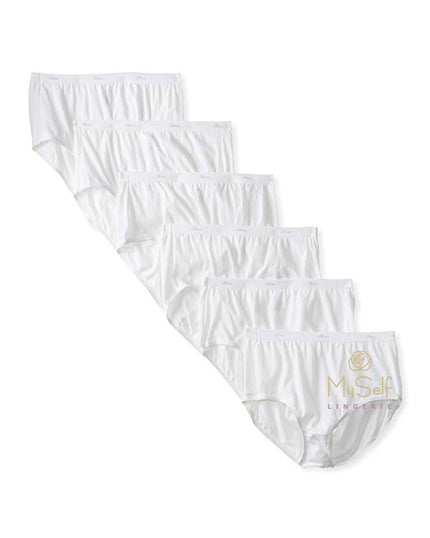 Hanes PP40WH Cotton Briefs 6 Pack myselflingerie.com