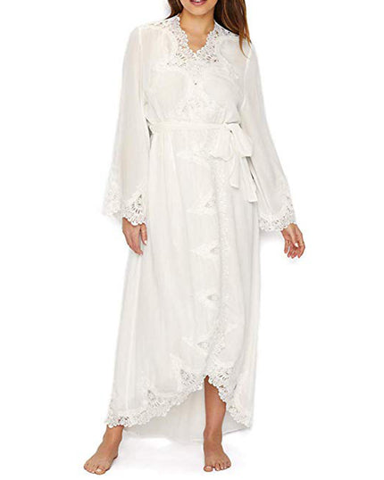 Q80801 Luela Crinkle Ivory Rayon Robe myselflingerie.com
