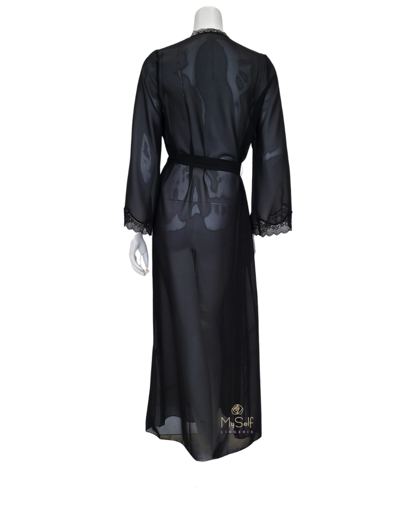 ROBE3 Black Sheer Classic Organza Robe