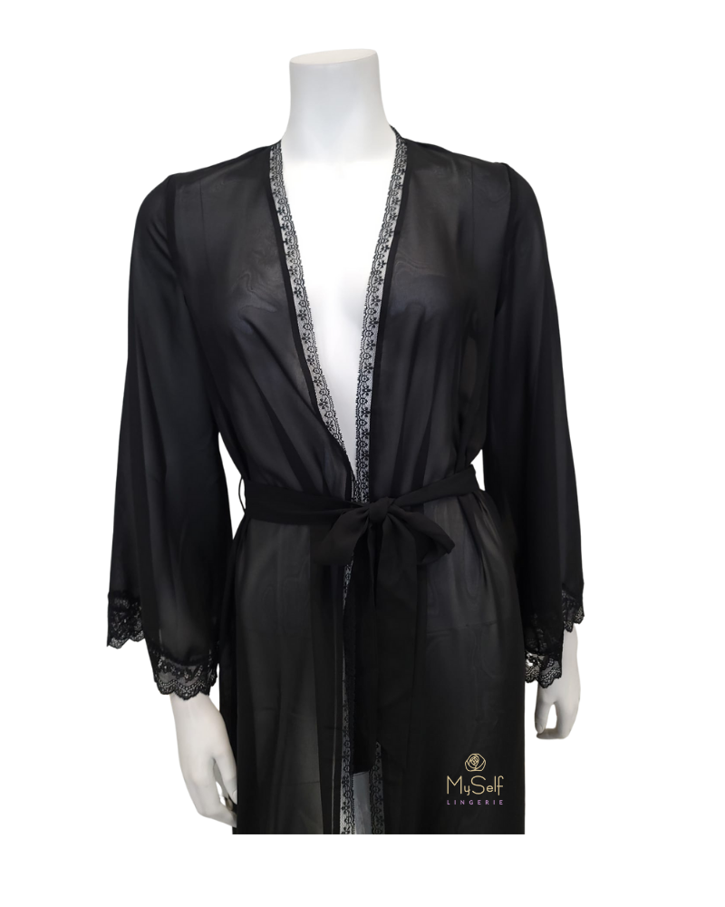 Oh! Zuza Black Sheer Classic Organza Robe