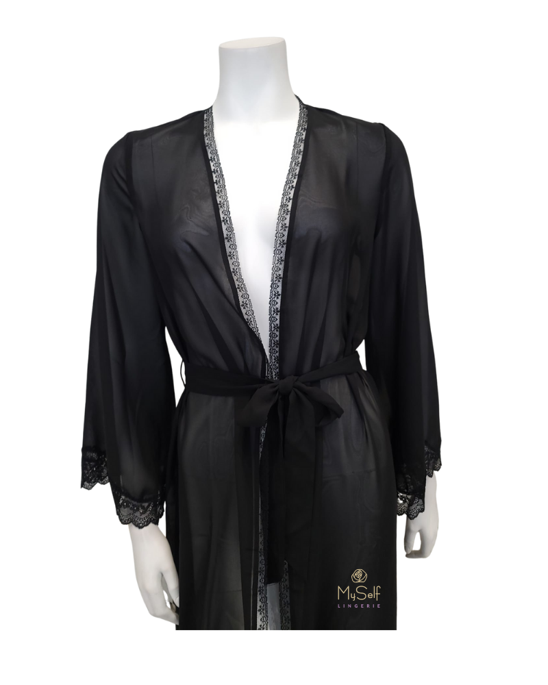 ROBE3 Black Sheer Classic Organza Robe