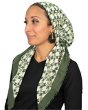 Tie Ur Knot Olive Houndstooth Pre-Tied Bandanna with Light Non Slip Grip