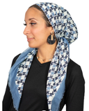 Tie Ur Knot Denim Houndstooth Pre-Tied Bandanna with Light Non Slip Grip