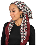 Tie Ur Knot Maroon Houndstooth Pre-Tied Bandanna with Light Non Slip Grip