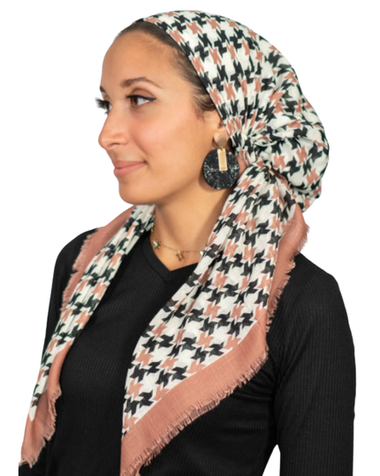 Tie Ur Knot Rose Houndstooth Pre-Tied Bandanna with Light Non Slip Grip myselflingerie.com