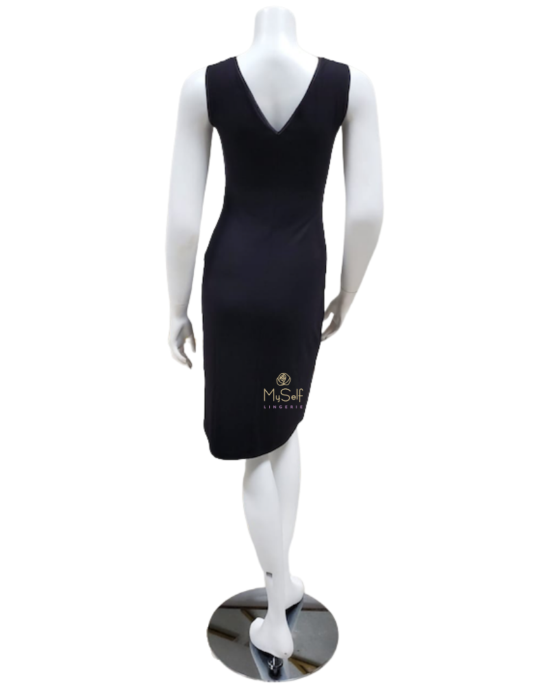 Vanilla Night & Day S014 Black & Red Lace Black Modal Chemise myselflingerie.com