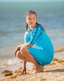 Undercover Waterwear S19-KDB-BM Blue Metallic Kids Baseball Swim Dress myselflingerie.com