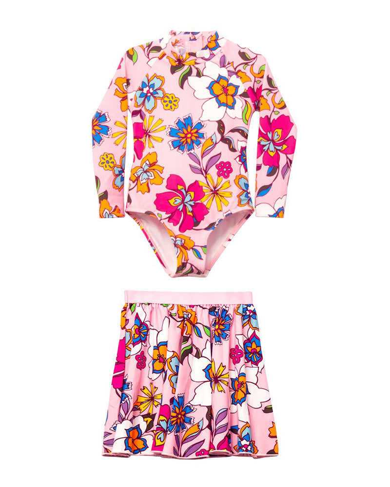 Undercover Waterwear S19-KLBS-PF Kids Pink Floral Bathing Suit Set myselflingerie.com