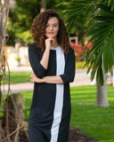 Undercover Waterwear Black Swim Dress with White Stripe myselflingerie.com