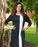 Undercover Waterwear Black Swim Dress with White Stripe myselflingerie.com