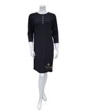 Angelice Black Ribbed Gold Snaps Modal Nightshirt