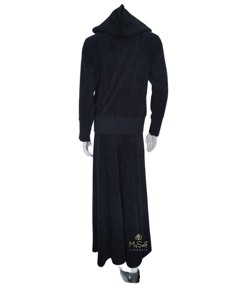 Red Myth Black with White Stripe Bathrobe 2 Piece Set