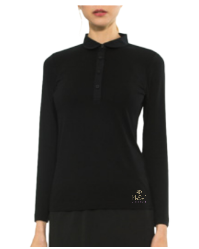 Gemsli Modal Long Sleeve Shell with Rounded Collar