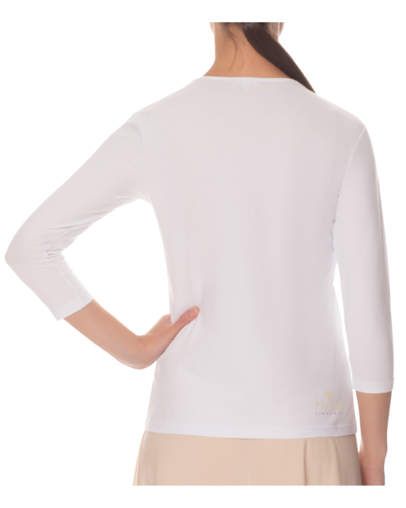 Gemsli White 3/4 Sleeve Organic Cotton Shell