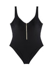 Marc and Andre Paris Black Bathing Suit with Gold Zipper myselflingerie.com