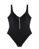 Marc and Andre Paris Black Bathing Suit with Gold Zipper myselflingerie.com