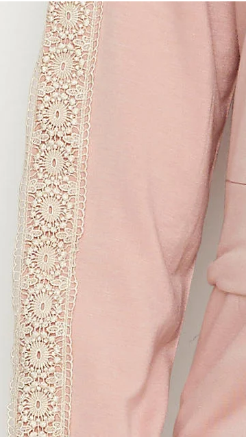Flora Nikrooz Q80995 Clay Lotus Lace Accent Fleece Lined Pajamas Set MYSELFLINGERIE.COM