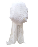 Ahead White with Gold Dots Chiffon Lined Pre-Tied Tichel