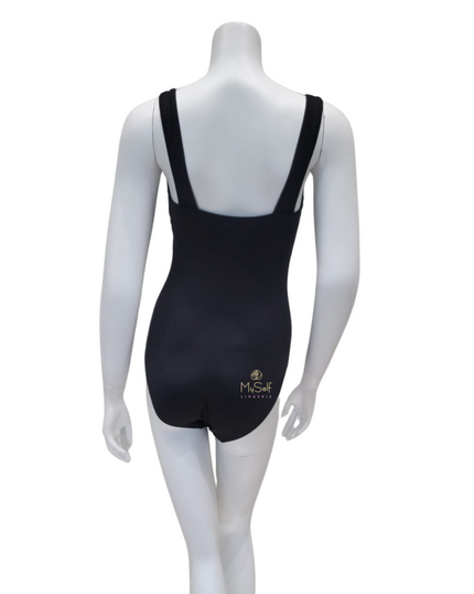 TYR Black Solid Square Neck Controlfit Swimsuit